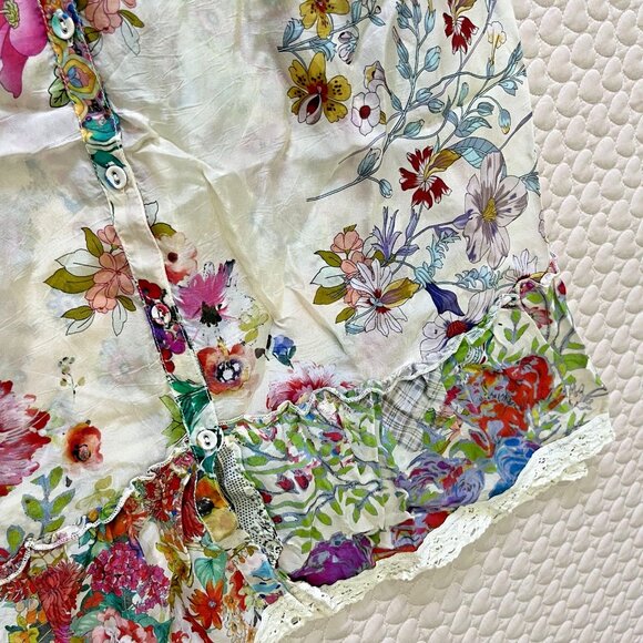 $445 NWOT Johnny Was MILANA Lace Trim FLORAL Maxi Dress Women Size S Long Sleeve - Picture 14 of 16